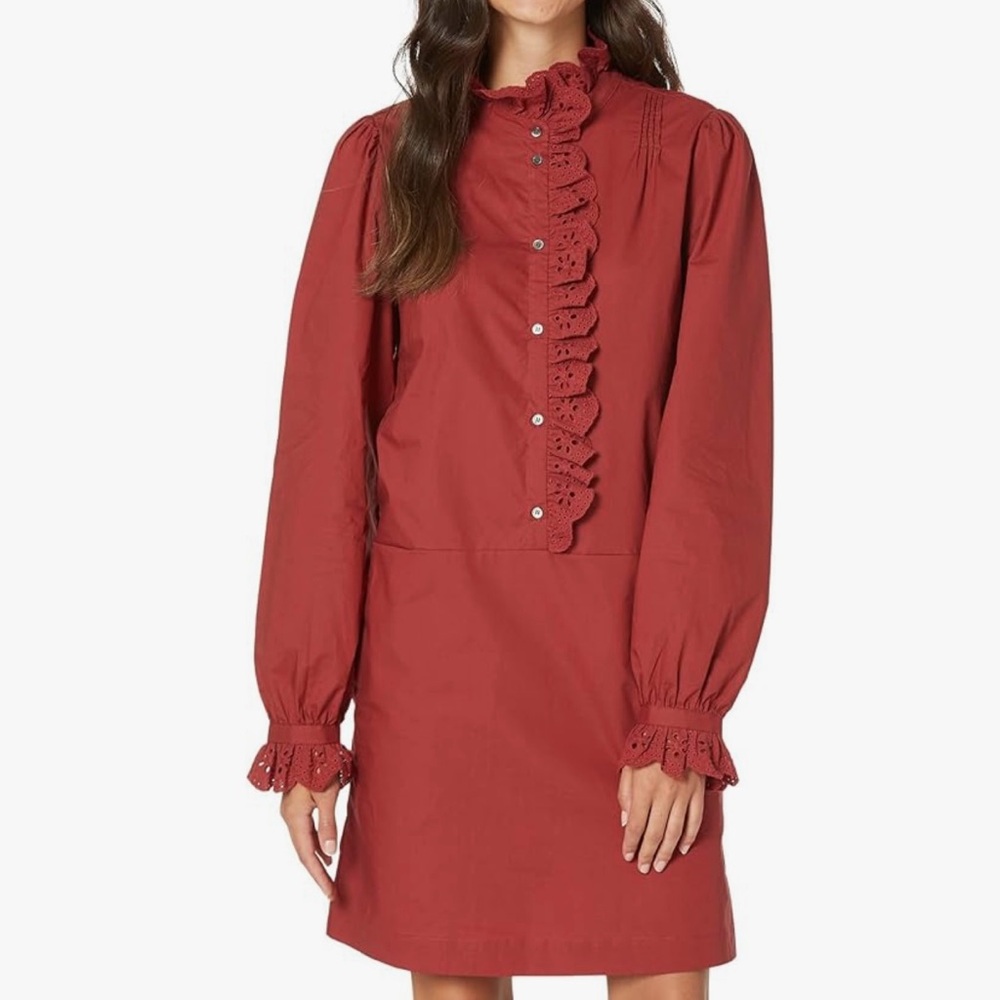 Joie XS Amiens Mini Cotton Dress-Russet Brown New w Tags